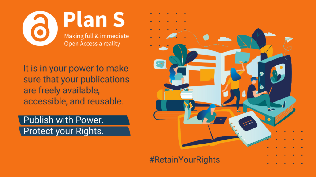 plan S rights retention poster: "it's in your power to make sure that your publications are freely access - publish with power"